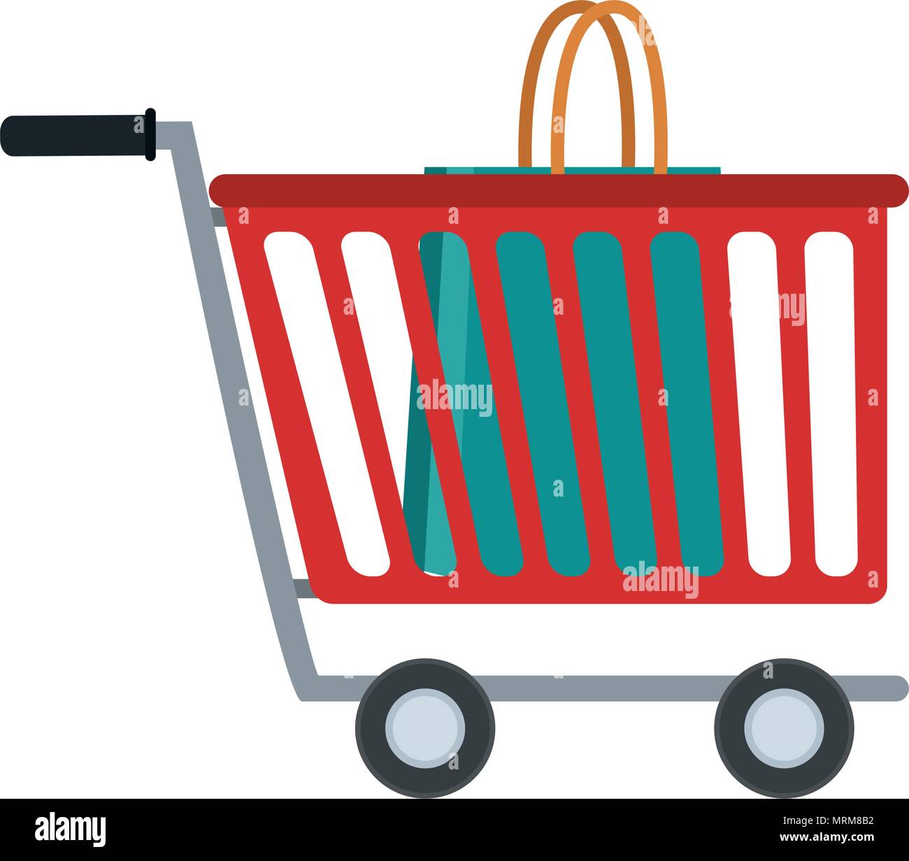 Shopping cart with bag inside Stock Vector