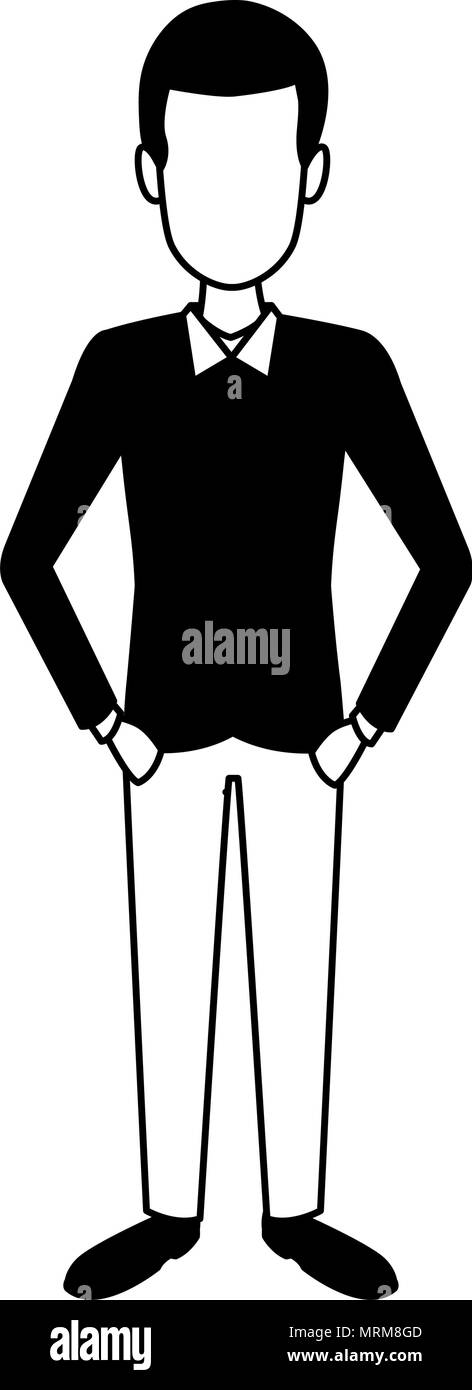 Young man cartoon in black and white Stock Vector Image & Art - Alamy