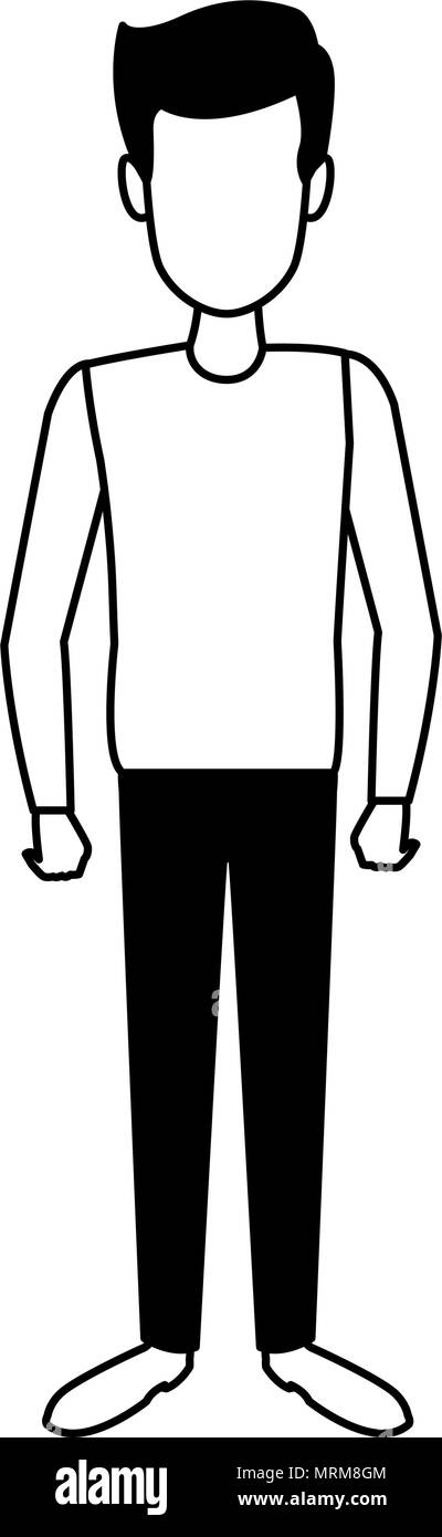 Young man cartoon in black and white Stock Vector Image & Art - Alamy