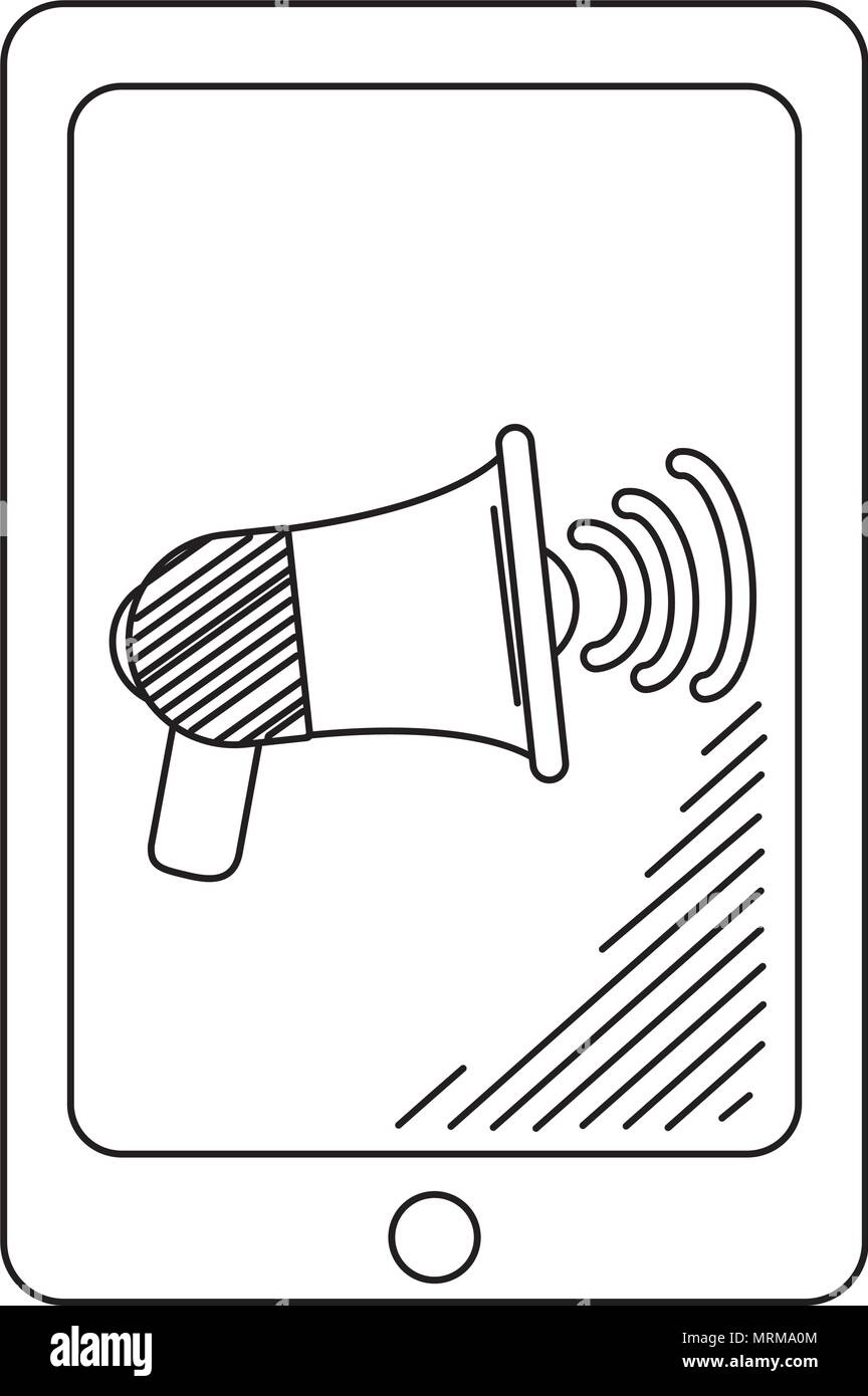 line electronic smartphone technology with high sound Stock Vector