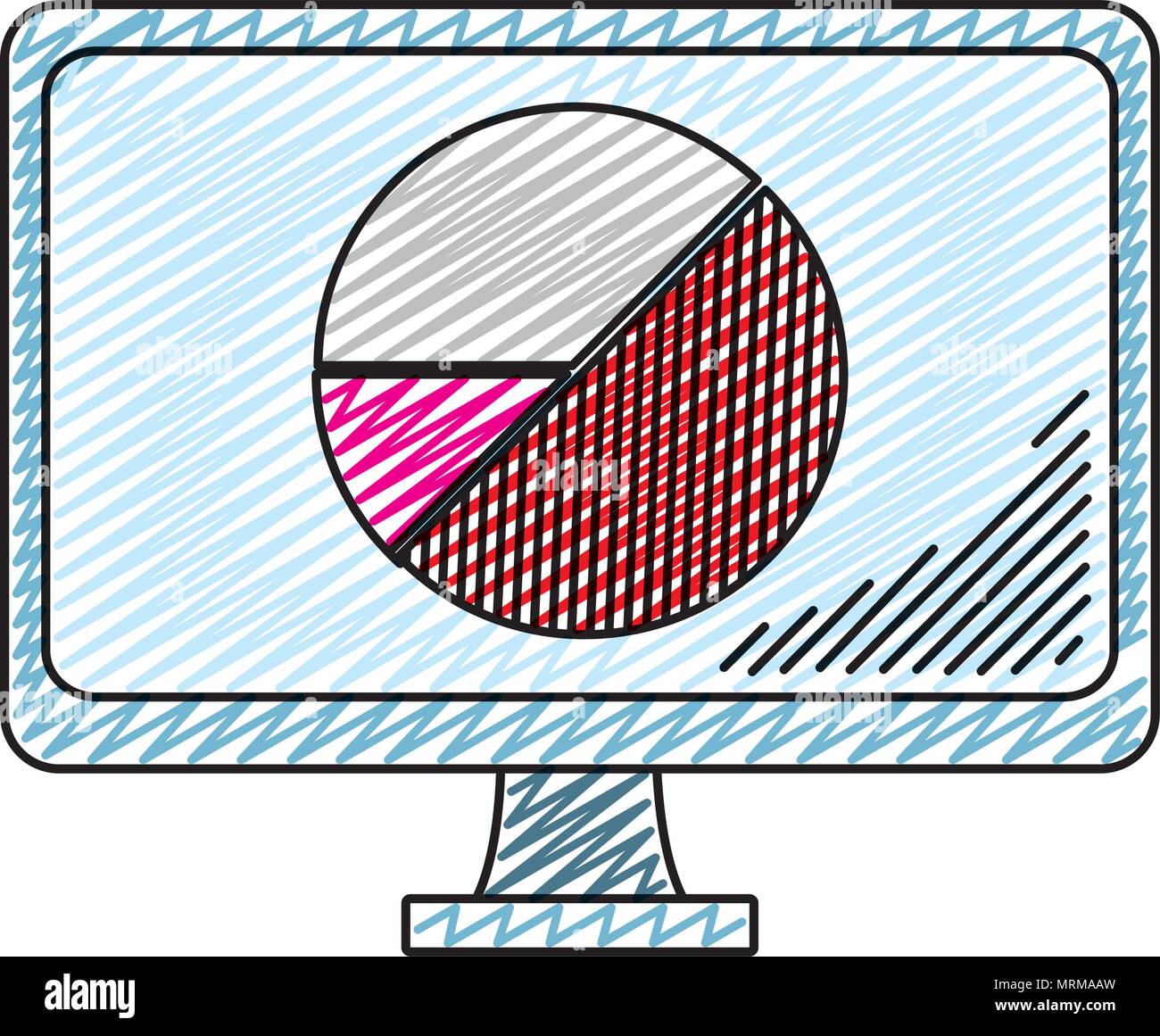 doodle electronic computer with graphic statistics diagram Stock Vector ...