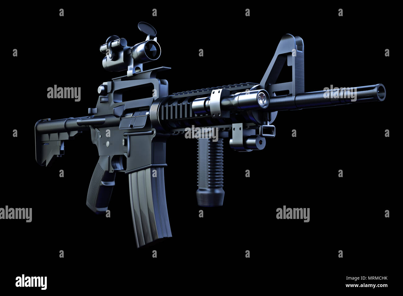 M4 tactical rifle with combat optics and laser sighting Stock Photo