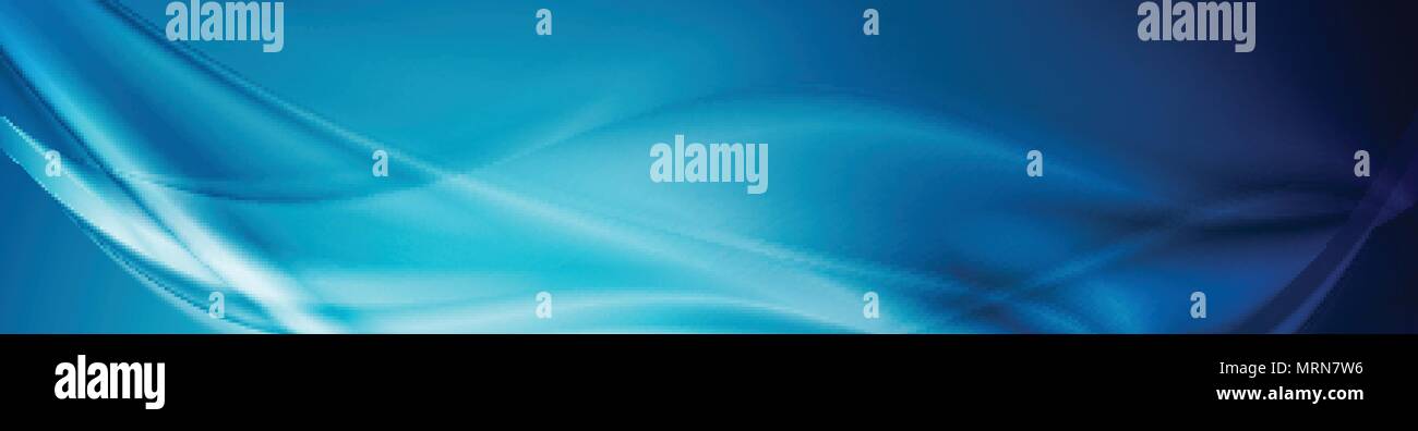Abstract shiny bright blue waves banner design. Vector wavy header ...