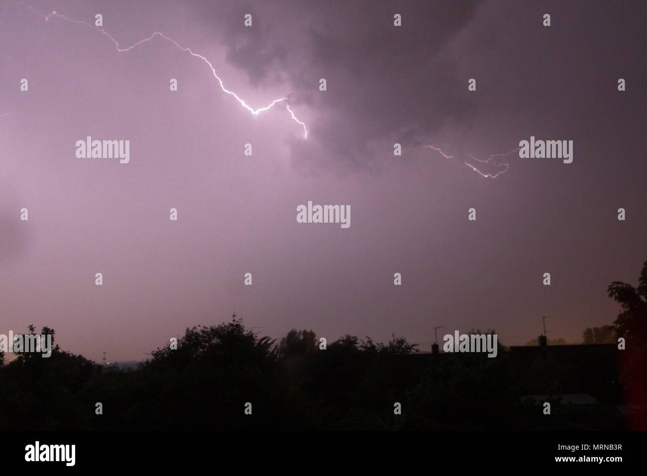 27th May 2018. UK weather.  Lightning storms appeared overnight in East Sussex, UK. Credit: Ed Brown/Alamy Live News Stock Photo