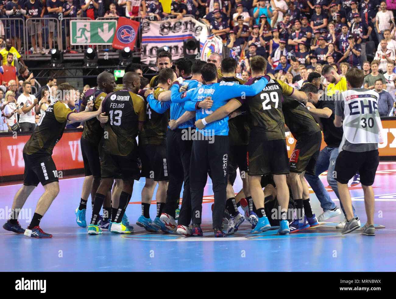 Celébration Victory HBC Nantes during the EHF Champions League Final4, semi final handball match between HBC
