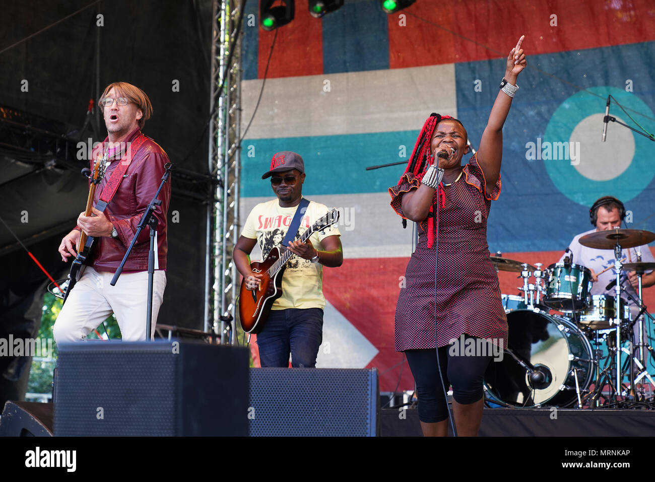 Helsinki, Finland. 26th May, 2017. Freshlyground from South Africa performing on the Savannah Stage at the annual World Village Festival in Kaisaniemi Park in Helsinki, Finland . Credit: Mikko Palonkorpi/Alamy Live News. Stock Photo