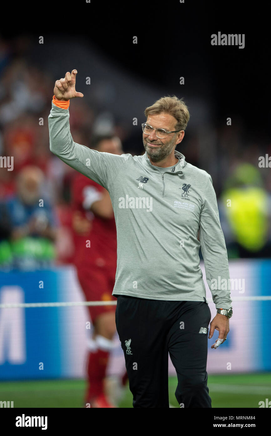 Jurgen Klopp Coach of Liverpool FC during the UEFA Champions League Final  match between Real Madrid CF 3-1 Liverpool FC at NSC Olimpiyskiy Stadium in  Kiev, Ukraine, on May 26, 2018. Credit:
