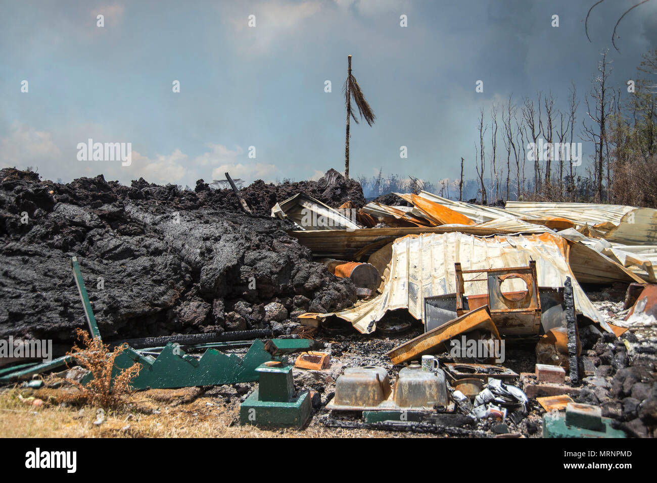 A home in the Leilani Estates crushed by a lava flow from the eruption