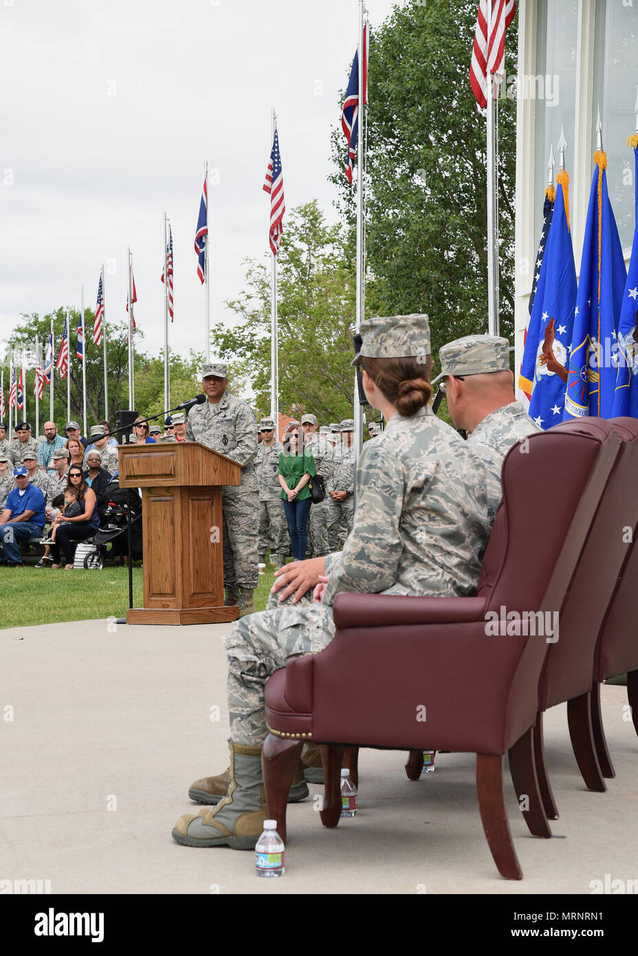 Major General Anthony Cotton, 20th Air Force Commander, speaks at the