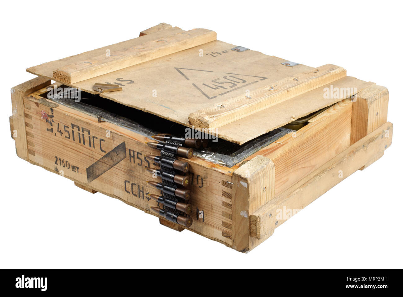 army box with ammunition belt isolated Stock Photo - Alamy