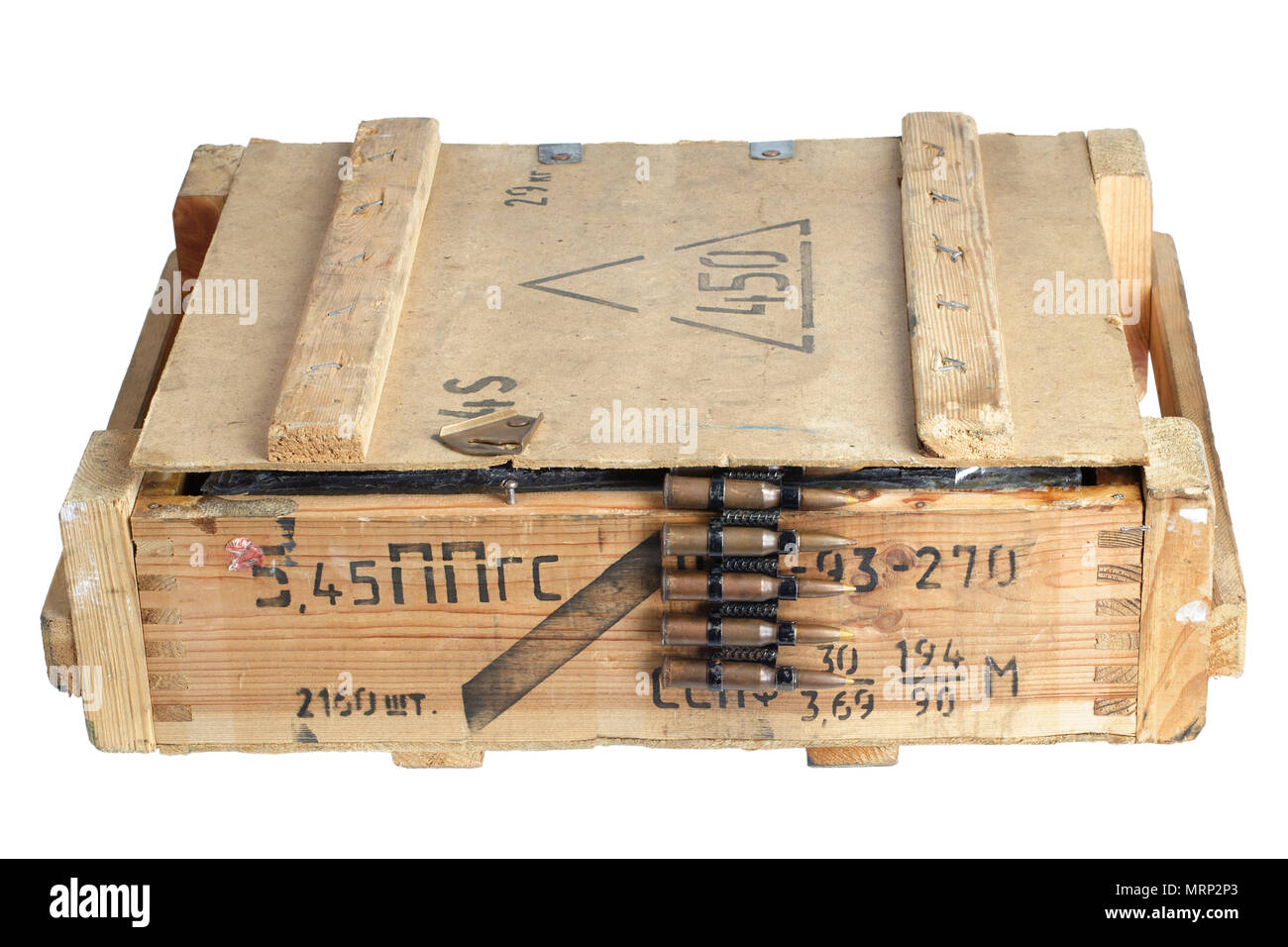 army box with ammunition belt isolated Stock Photo - Alamy