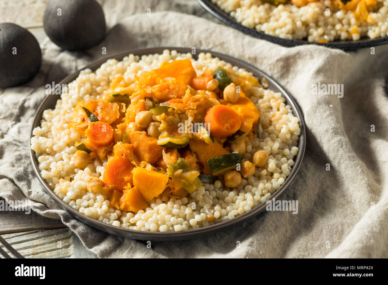 Homemade Vegetarian Moroccan Couscous with Zuchinni and Carrots Stock