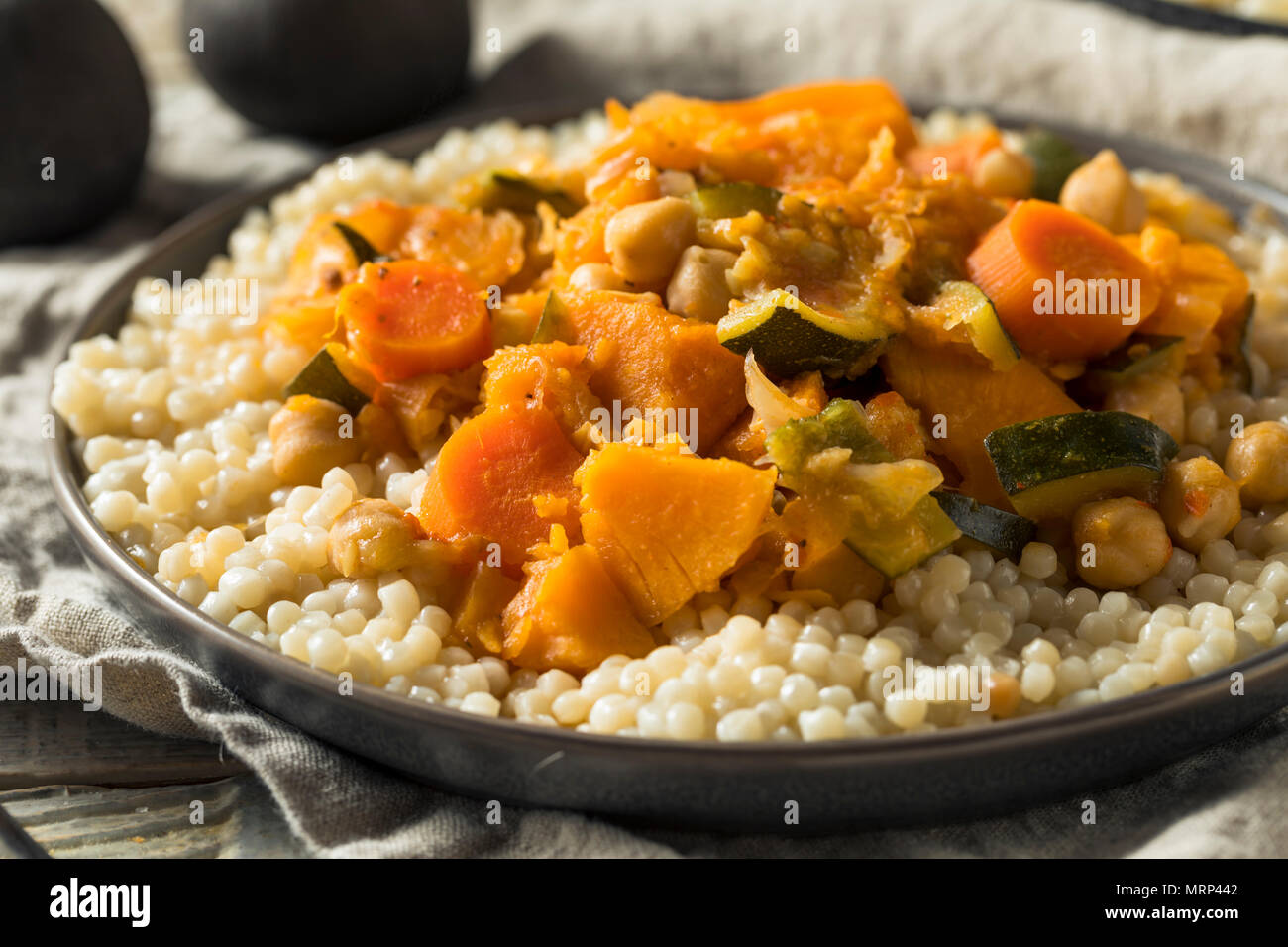 Homemade Vegetarian Moroccan Couscous with Zuchinni and Carrots Stock