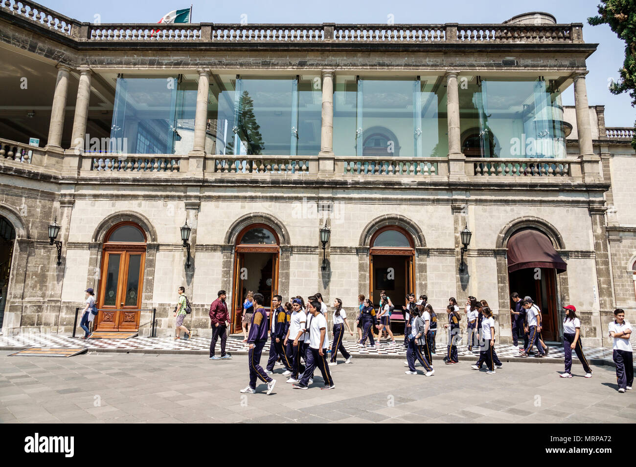 Mexico City,Polanco,Hispanic ethnic Bosque de Chapultepec forest park parque,Castillo de Chapultepec Castle,exterior outside,boy boys,male kid kids ch Stock Photo