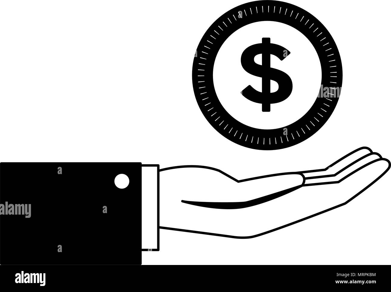 Hand with coin in black and white colors Stock Vector Image & Art - Alamy