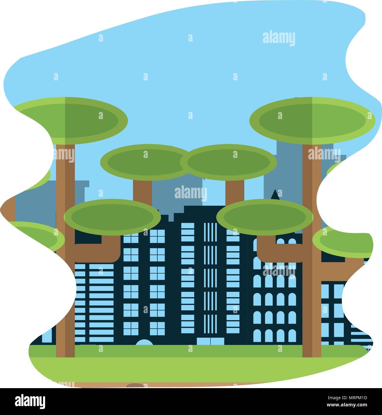 building city landscape with nature trees Stock Vector Image & Art - Alamy