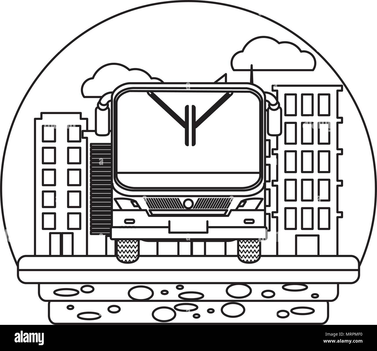 line urban bus transport and city building Stock Vector Image & Art - Alamy