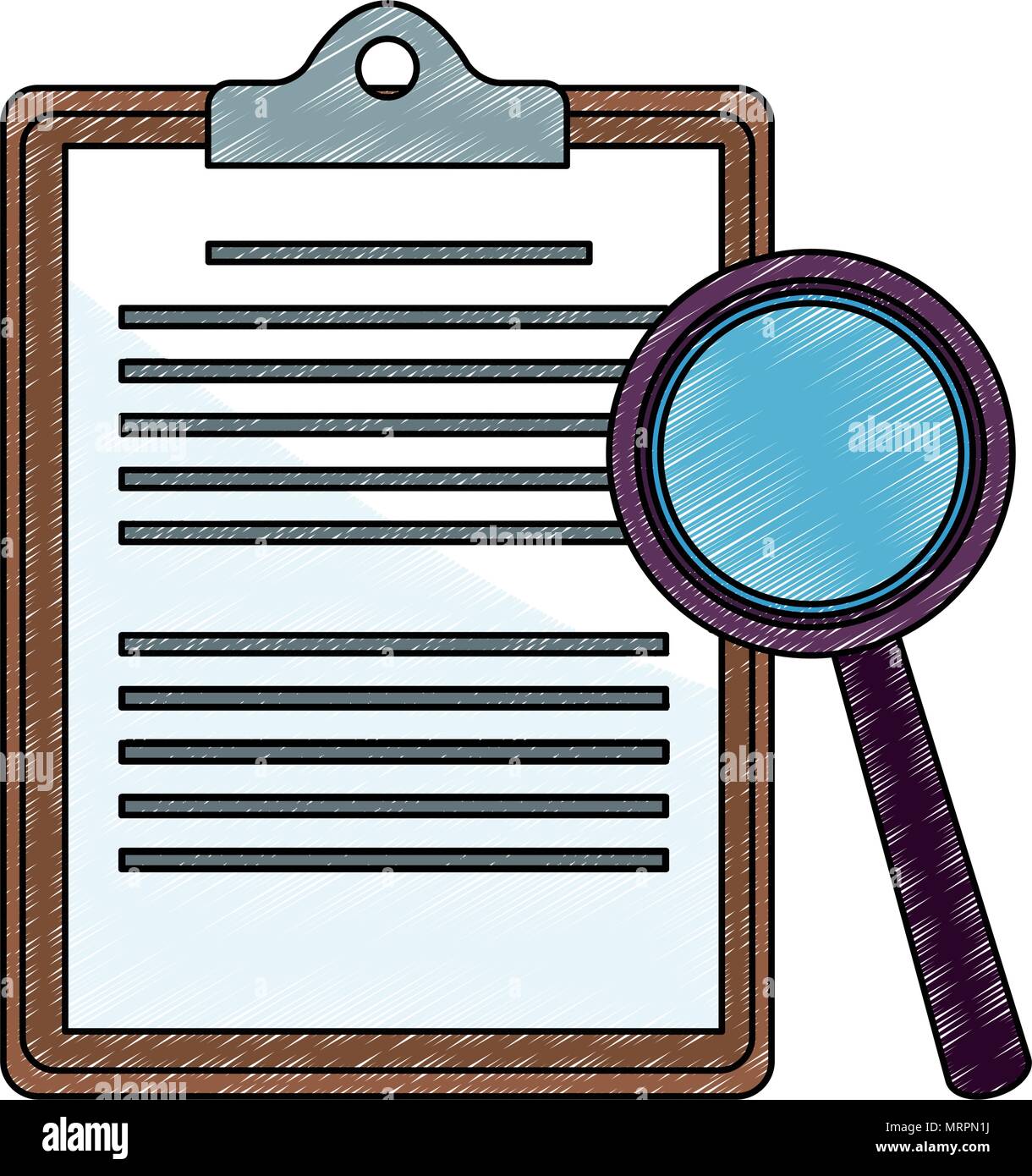 Clipboard with magnifying glass scribble Stock Vector Image & Art Alamy