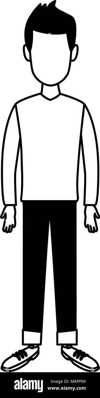 Young man cartoon in black and white Stock Vector Image & Art - Alamy