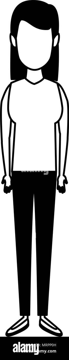 Young Woman Cartoon In Black And White Stock Vector Image Art Alamy young-woman-cartoon-in-black-and-white-stock-vector-image-art-alamy
