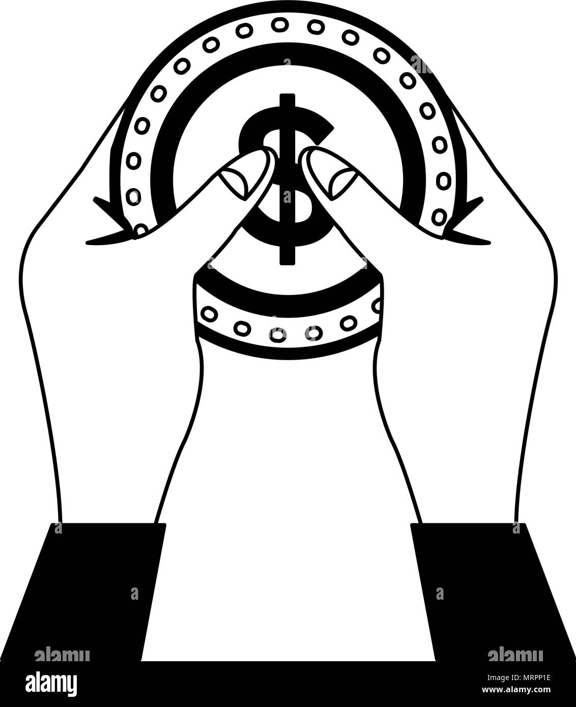 Hands holding coin in black and white Stock Vector Image & Art - Alamy