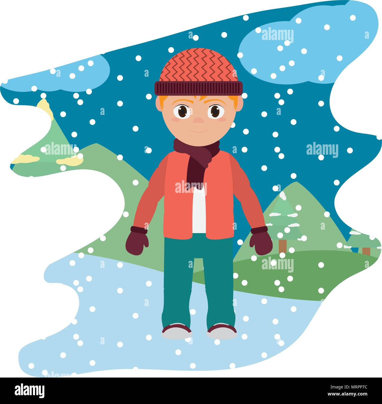 boy with winter clothes to cold weather Stock Vector Image & Art