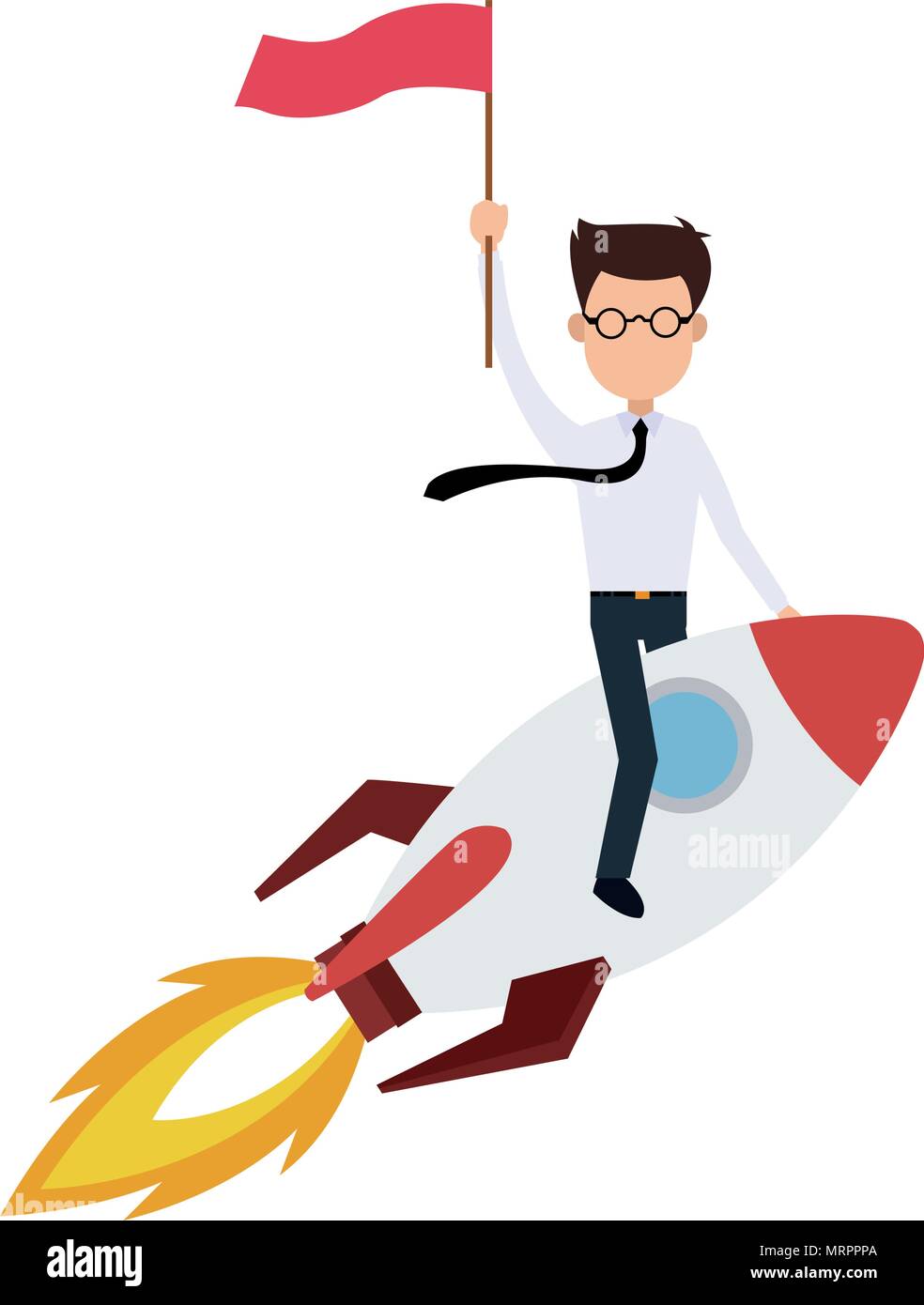 Businessman flying on rocket Stock Vector Image & Art - Alamy