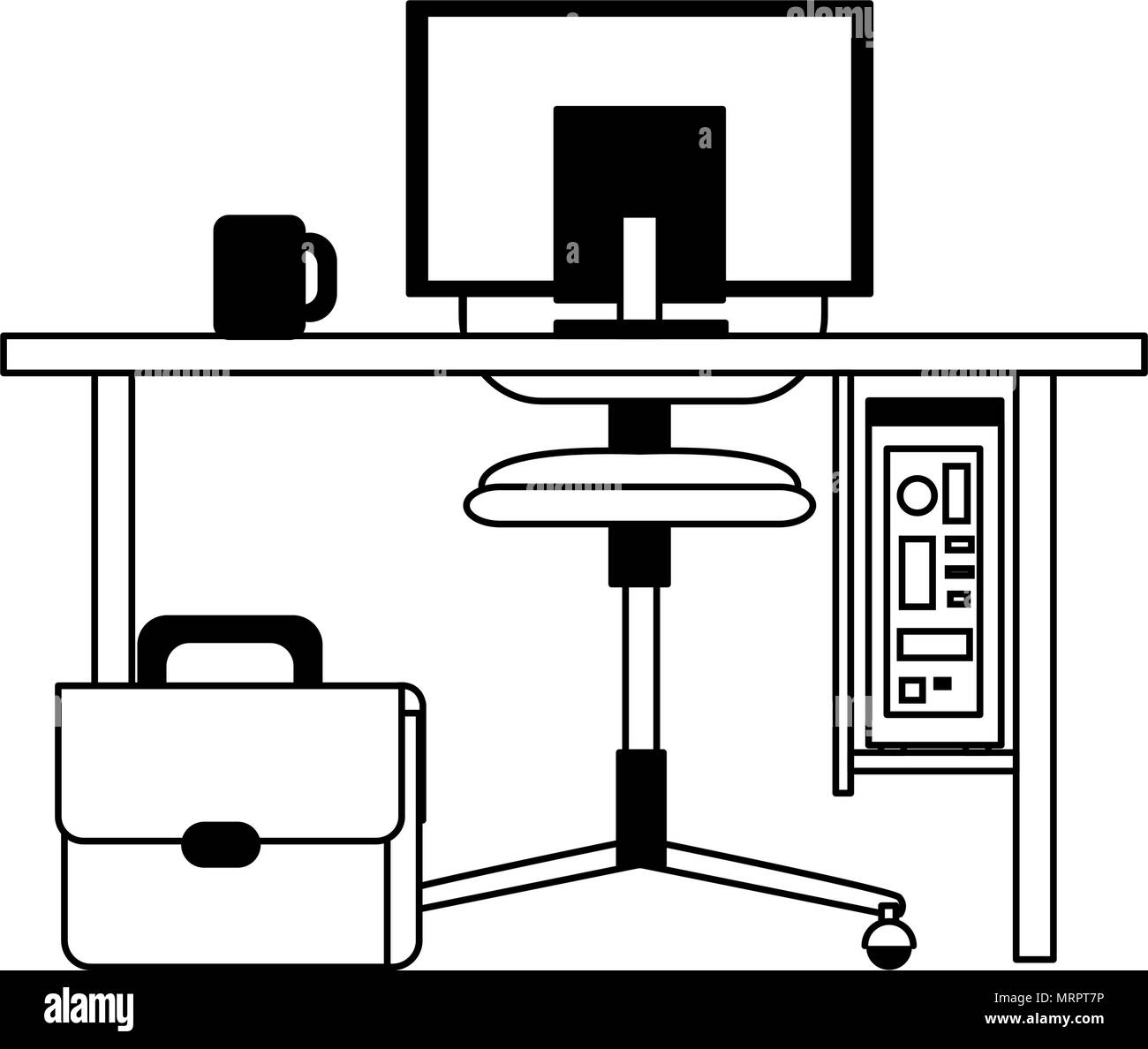 Office elements concept in black and white Stock Vector Image & Art Alamy