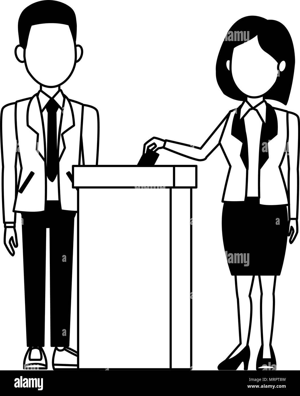 Politicians Voting Cartoon In Black And White Stock Vector Image Art Alamy