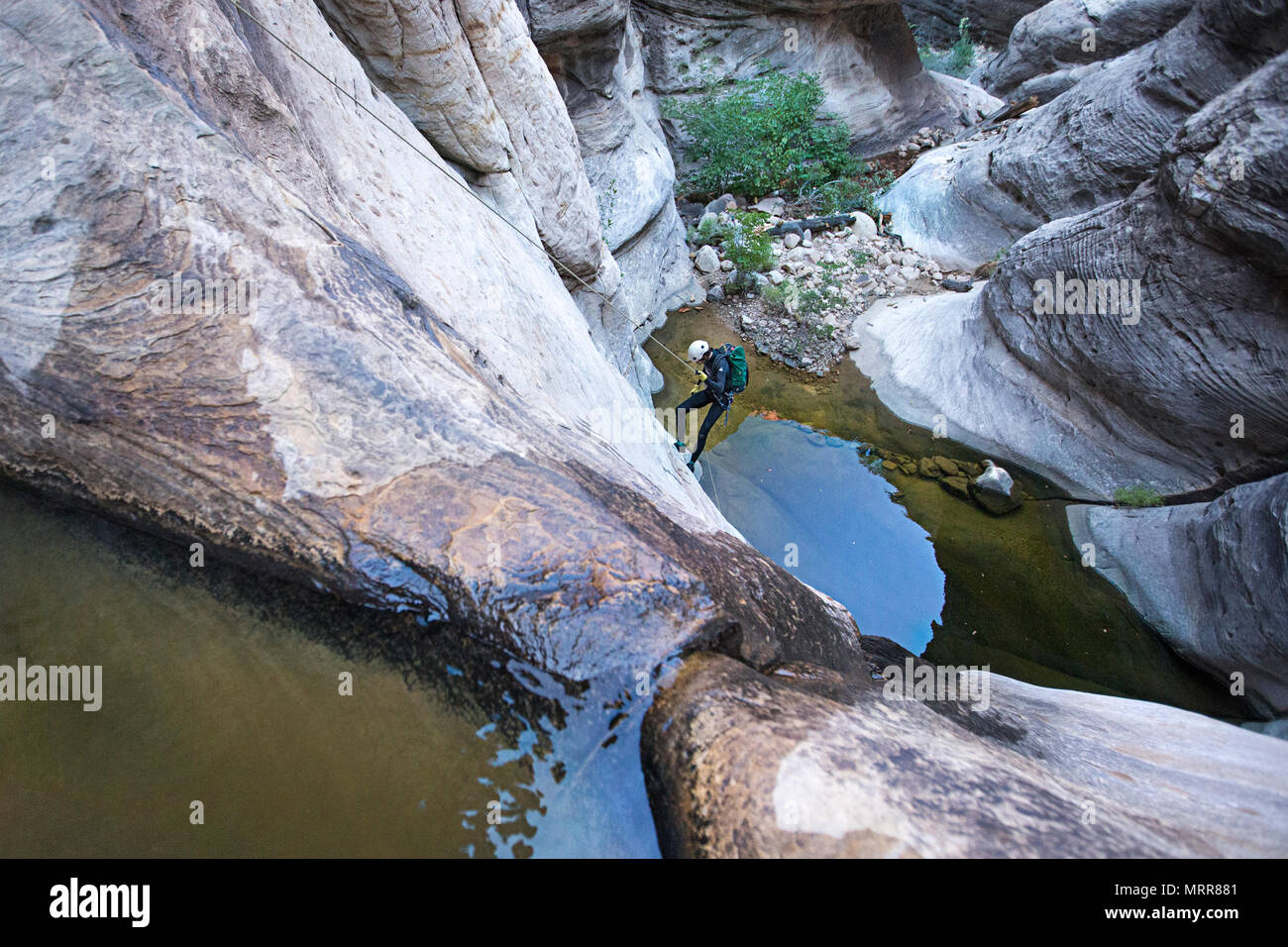 Canyoneering in the heart of Vegas Stock Photo