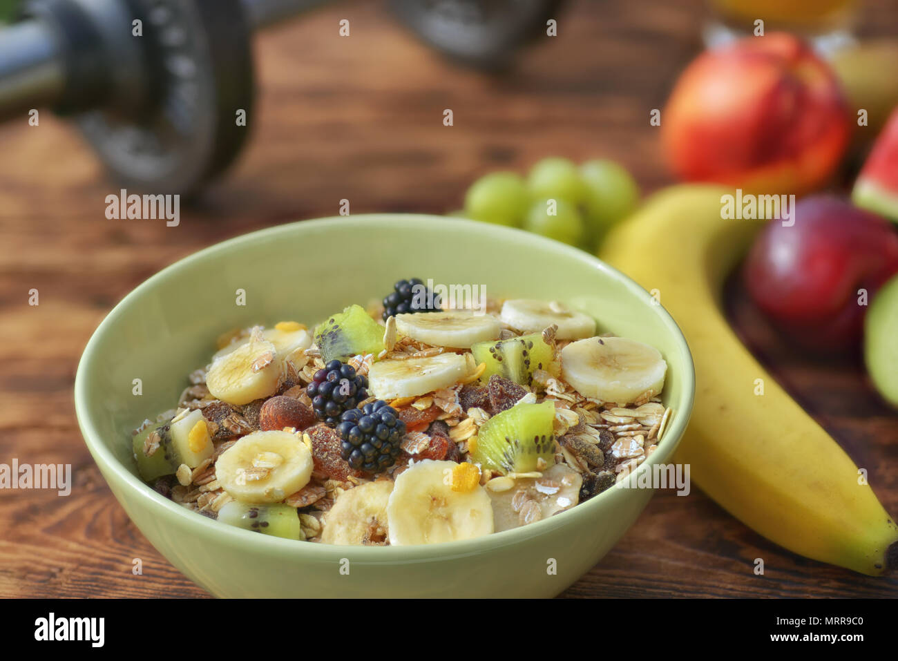Muesli with different fruits Stock Photo Alamy