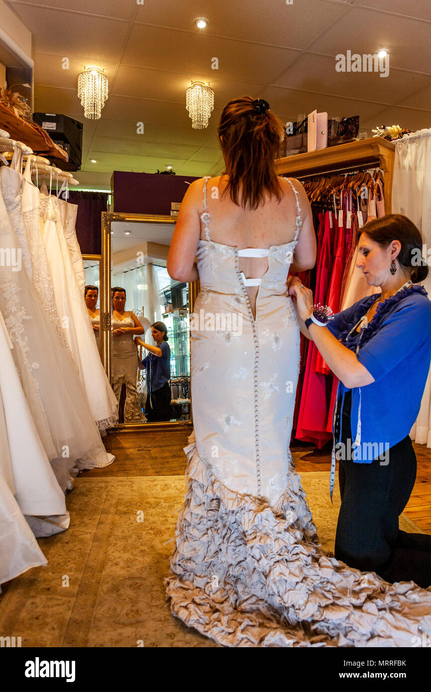 Wedding Dress Fitting A Bride Tries On Her Dress For The First