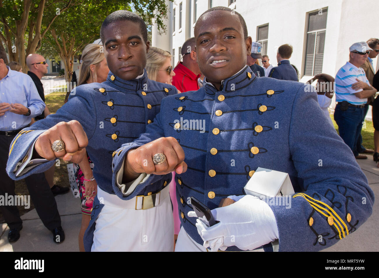Parent's Weekend The Citadel Seniors showing off their new rings Stock