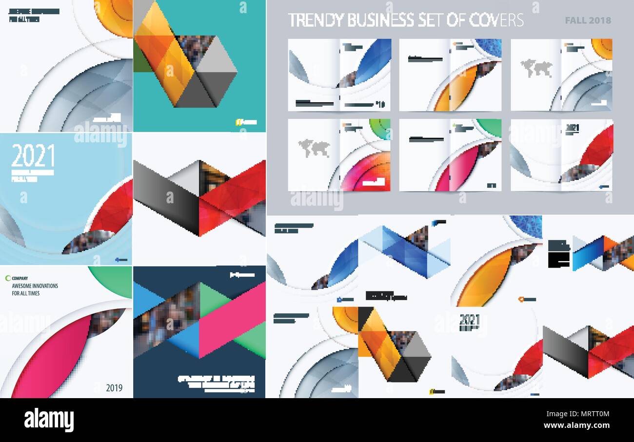Mega set of triangular abstract templates for business, trendy colourful shapes, design banner, stand, corporate identity, brand printing. Stock Vector