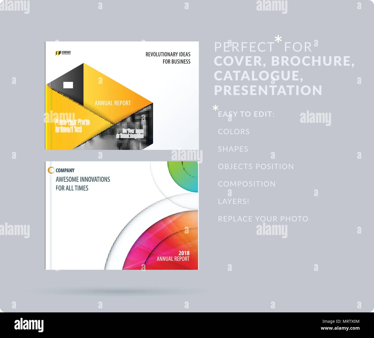 Material design style presentation template with colourful rectangles ...