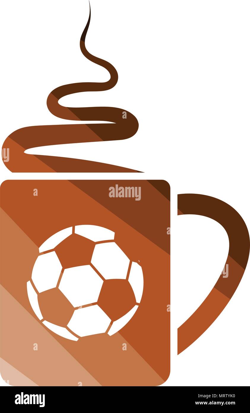 Football fans coffee cup with smoke icon. Flat color design. Vector