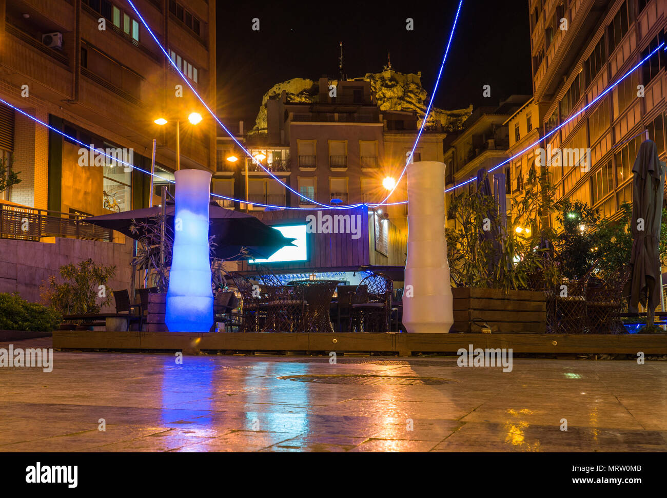 Alicante by night, Spain Stock Photo Alamy