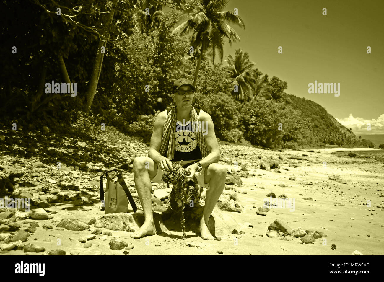 Beachcombing, Baler, Philippines Stock Photo