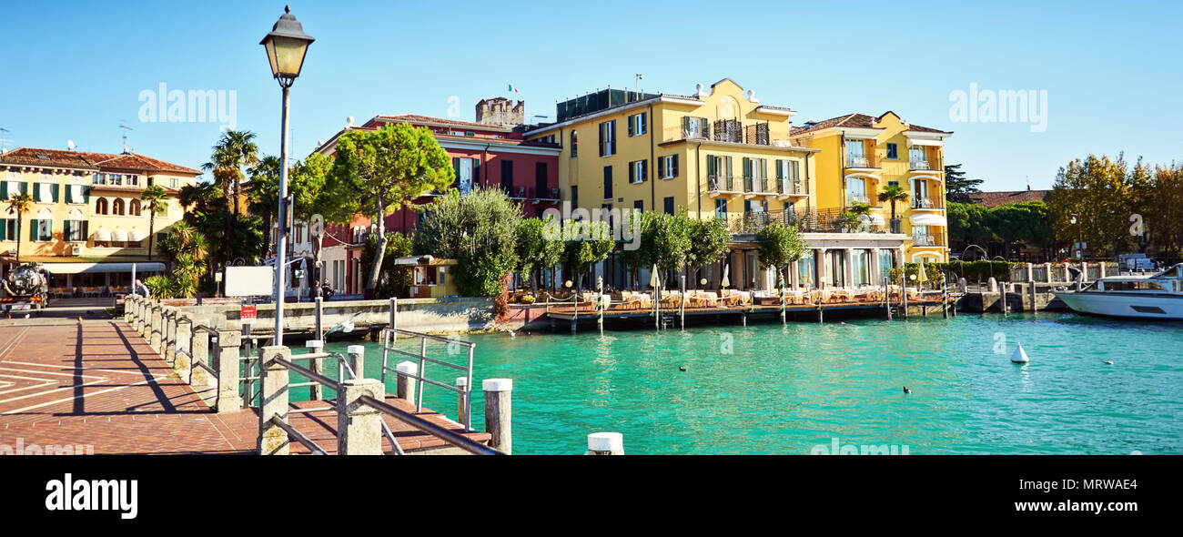 Bridge embankment yacht pier Lake Garda restaurants hotels luxury ...