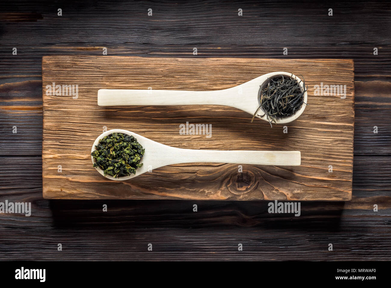 Traditional Chinese green tea of different fermentation and rice Stock Photo