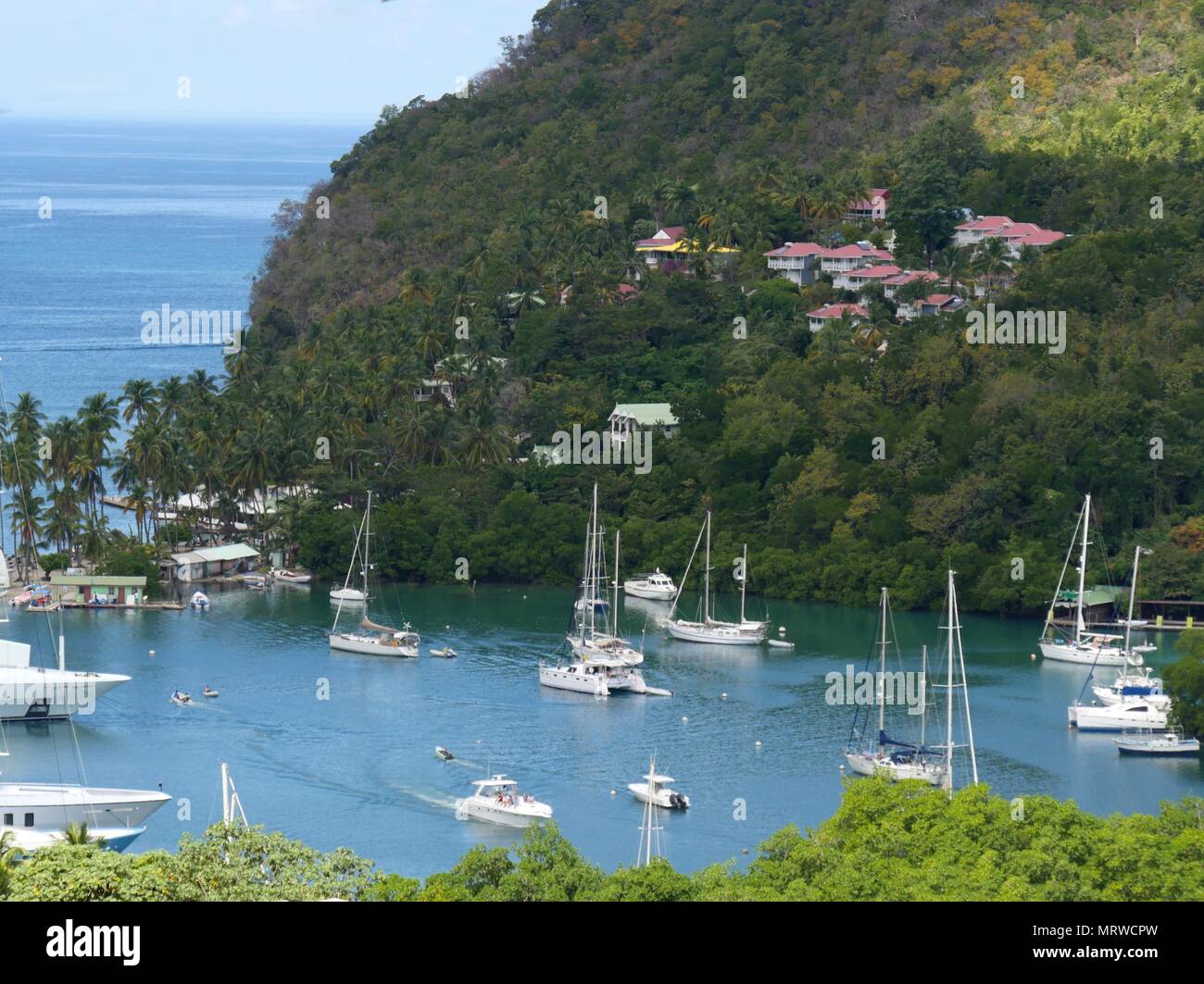 Scenic cove from an overlook at Santa Lucia, Caribbean Stock Photo - Alamy
