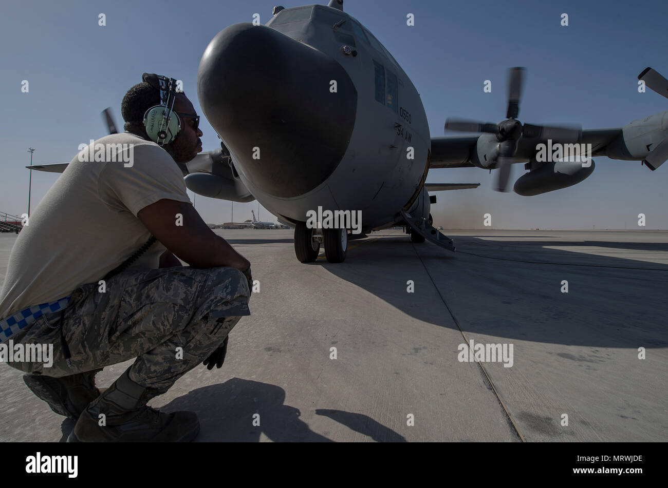 A maintainer, assigned to the 379th Expeditionary Aircraft Maintenance ...