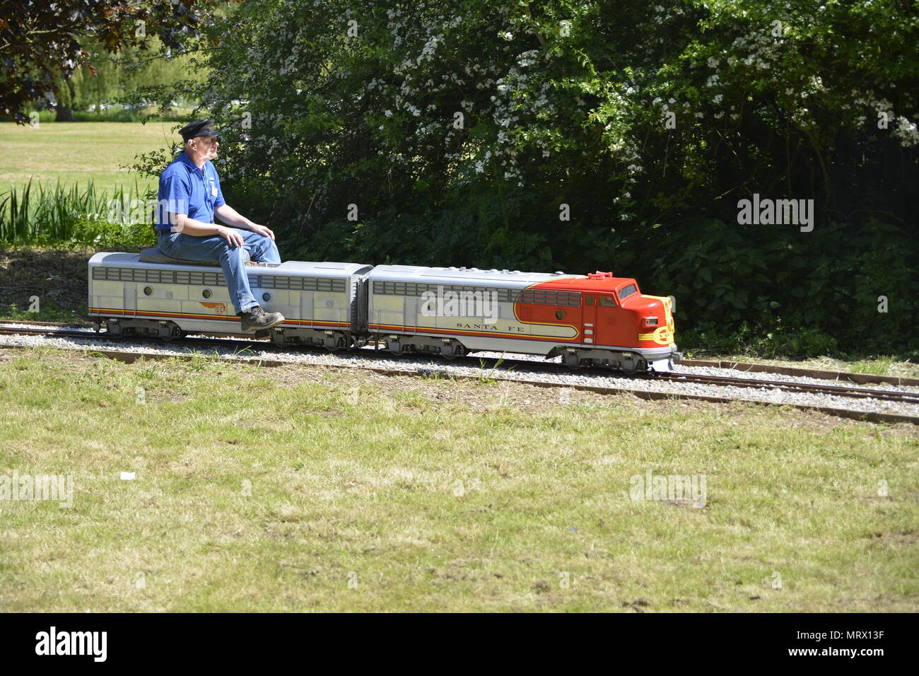 Santa Fe Miniature Train, St Neots Riverside Stock Photo