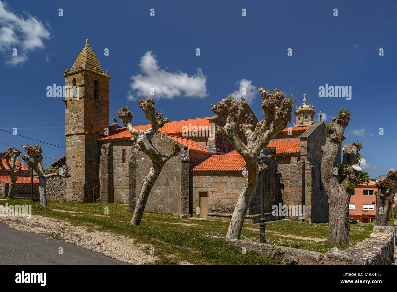 Church Santa Maria, Fisterra, Cape Finistere, province, La Coruna region, Galicia, Spain Stock Photo