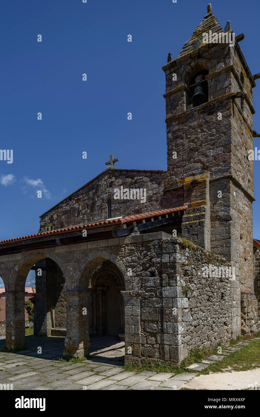 Church Santa Maria, Fisterra, Cape Finistere, province, La Coruna region, Galicia, Spain Stock Photo