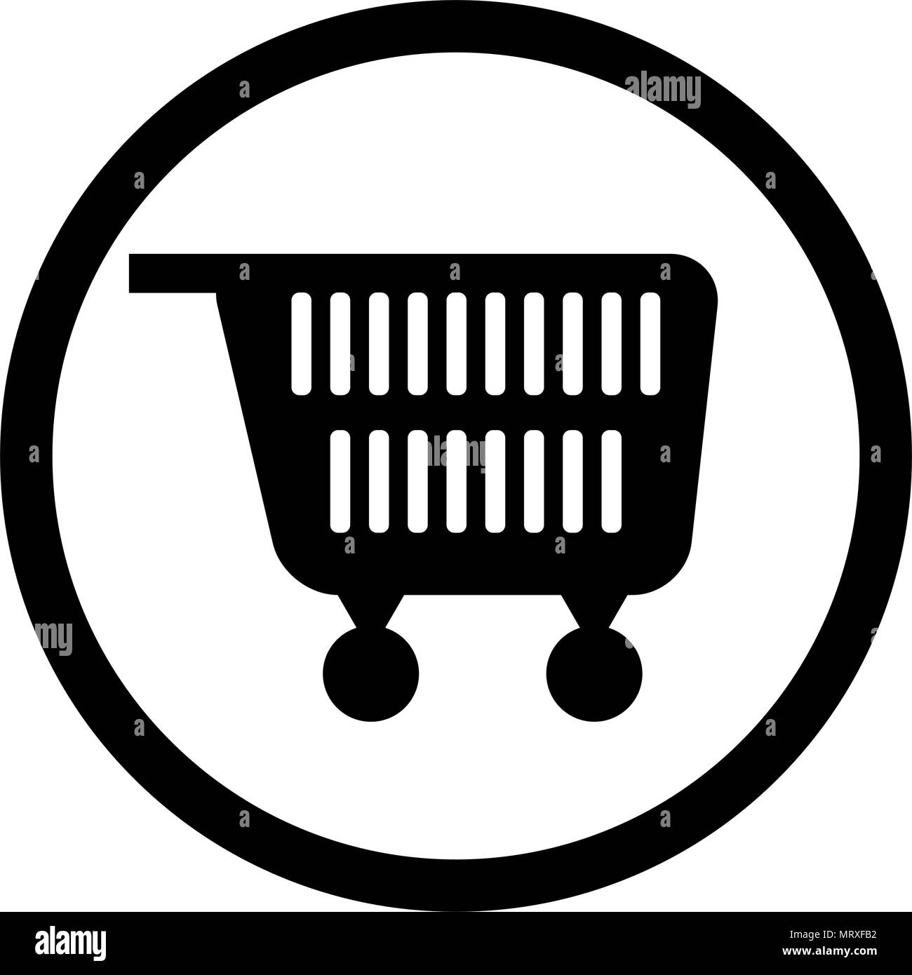 Cart for supermarket icon black white. Consumer shopping cart, pushcart icon. Vector illustration Stock Vector