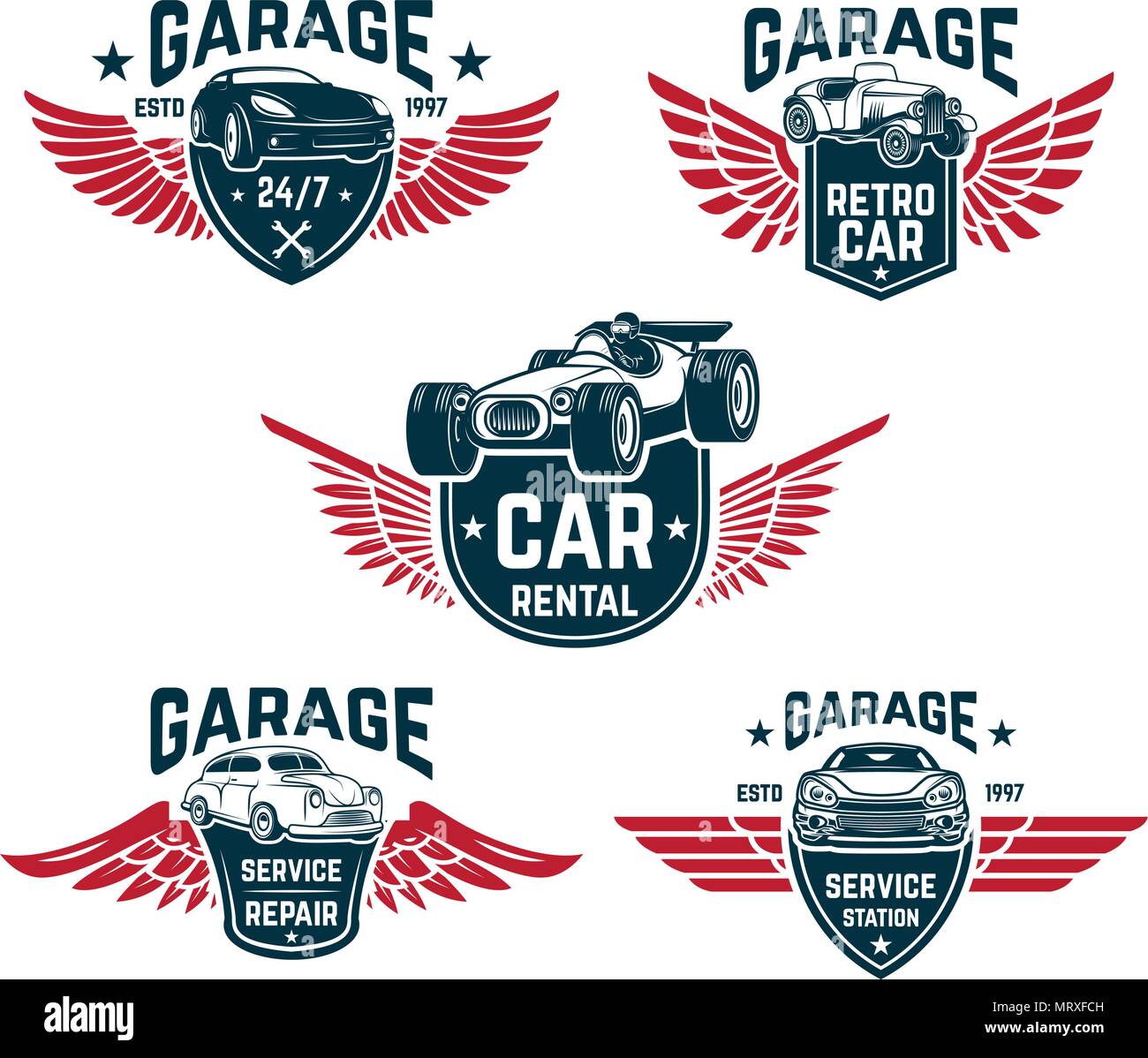 Car Repair Garage Auto Service Emblems Design Elements For Logo