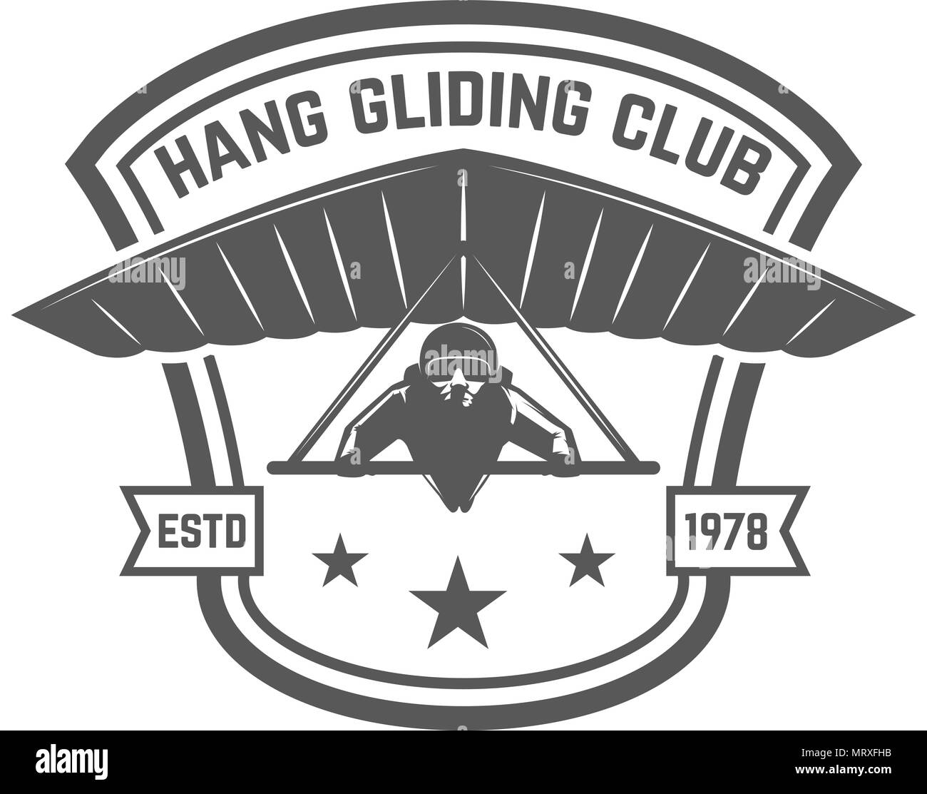 Hang gliding club emblem template. Design element for logo, label