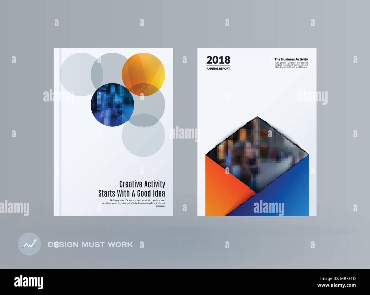 Brochure design round template. Colourful modern abstract set, annual report with circles rings for branding. Stock Vector