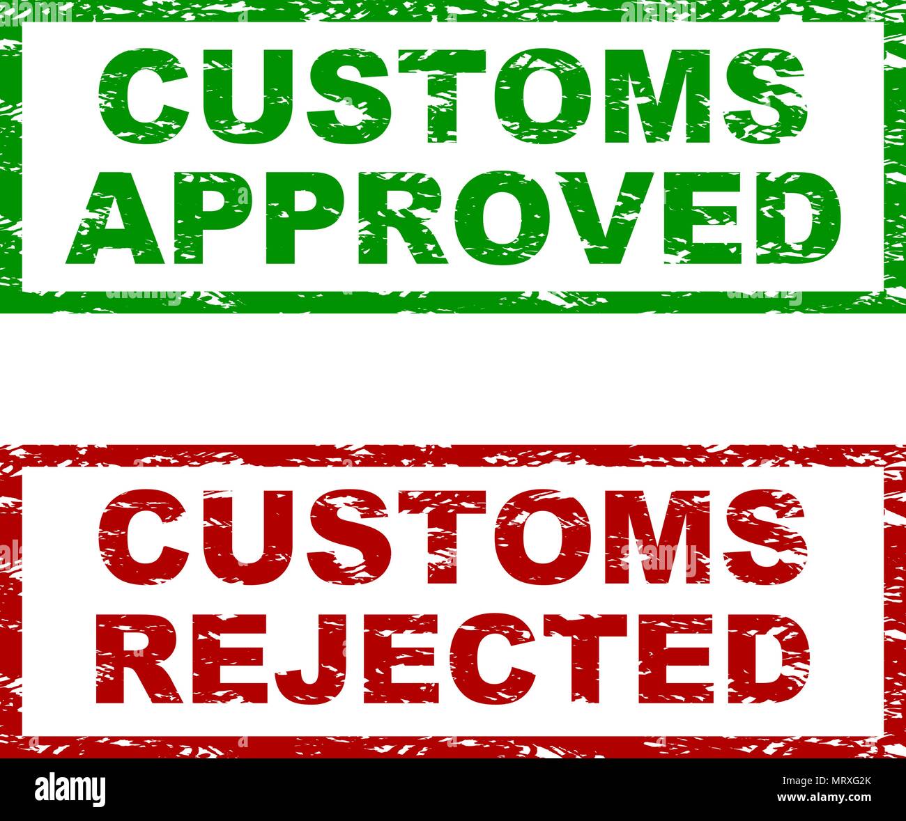 Customs approved and rejected rubber stamp. Vector customs border